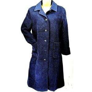 Pendleton Vintage Coat Virgin Wool Long Blue Lined M L 12 Women Trench Old Money